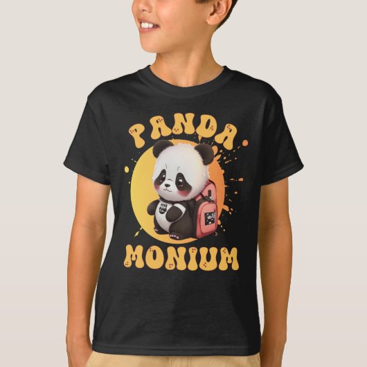 Schattig Chibi Kawaii Panda Naam School Jaar Op Te T-shirt (Voorkant)