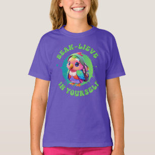 Schattig Chibi Kawaii Parrot Naam School Jaar op T T-shirt