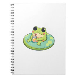 Schattig Chibi Kikker Zomer Zwembad Dag Limonade D Notitieboek