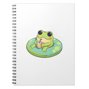Schattig Chibi Kikker Zomer Zwembad Dag Limonade D Notitieboek