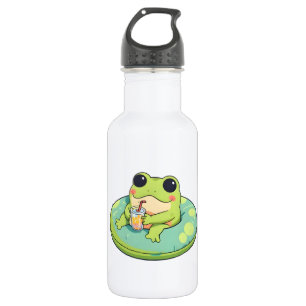 Schattig Chibi Kikker Zomer Zwembad Dag Limonade O Waterfles