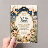 Schattig Chibi Kind Luxe Eid Al Adha Mubarak  Acryl Uitnodigingen (Insitu (Draagbaar))