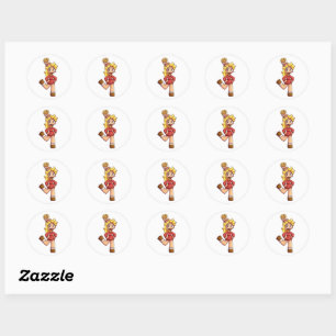 Schattig Chibi Meisje Franse Friet Haar Cartoon Ka Ronde Sticker
