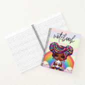 Schattig Chibi Meisje met Regenboog vlechten Notitieboek (Binnen)