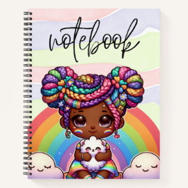 Schattig Chibi Meisje met Regenboog vlechten Notitieboek