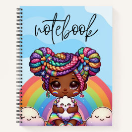Schattig Chibi Meisje met Regenboog vlechten Notitieboek
