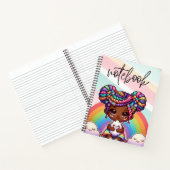 Schattig Chibi Meisje met Regenboog vlechten Notitieboek (Binnen)