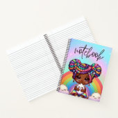 Schattig Chibi Meisje met Regenboog vlechten Notitieboek (Binnen)