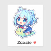 schattig chibi meisje met slijm sticker (Vel)