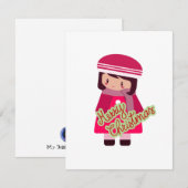 Schattig chibi-meisje plat kerstkaart (Voorkant / Achterkant)