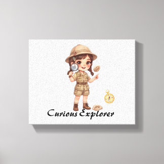 Schattig Chibi Ontdekkingsmeisje Grafisch Canvas Afdruk