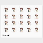 Schattig Chibi paar - Vintage bruiloft scene Ronde Sticker (Vel)