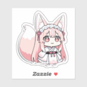 Schattig Chibi Roze Vos Meisje  Sticker (Vel)