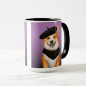 Schattig Chic Corgi Hond Dragen Beret & Bandanna Mok (Voorkant rechts)