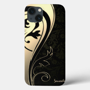 Schattig Chic Goud, Zwarte Paisley -Persoonlijk Case-Mate iPhone Case