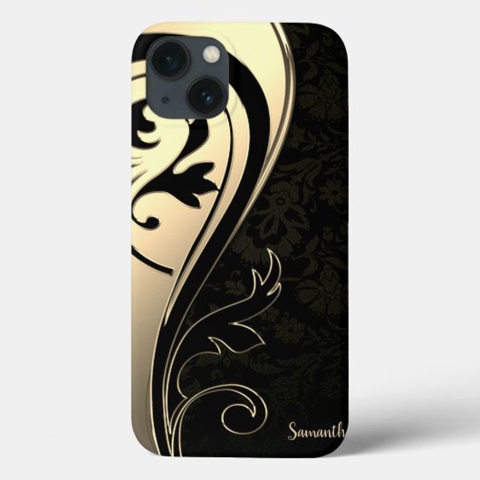 Schattig Chic Goud, Zwarte Paisley -Persoonlijk Case-Mate iPhone Case (Achterkant)