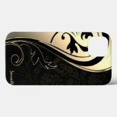 Schattig Chic Goud, Zwarte Paisley -Persoonlijk Case-Mate iPhone Case (Achterkant (horizontaal))