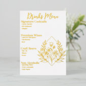 Schattig Chic Goudfolie Dranken Feest Bar Menu (Staand Voorkant)