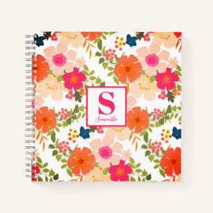 Schattig Chic Monogram Floral Notitieboek