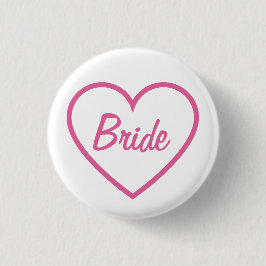 Schattig Chic Roze Bruid Cursief Schrift Hart Ronde Button 3,2 Cm