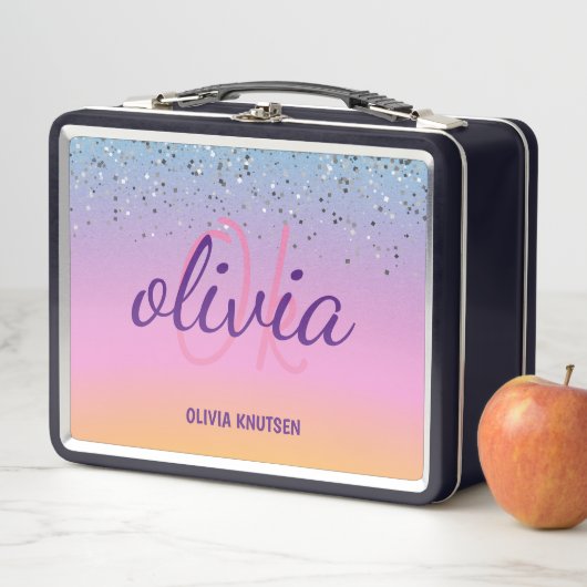 Schattig Chic Roze Paarse Glitter Gepersonaliseerd (In situ)