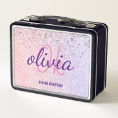 Schattig Chic Roze Paarse Glitter Gepersonaliseerd (Achterkant)