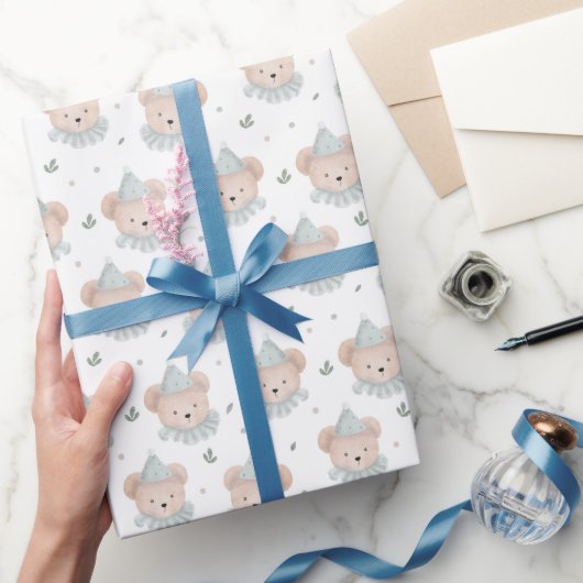 Schattig Chic Teddy Bear Birthday Wrapping Paper Cadeaupapier (Geschenken)