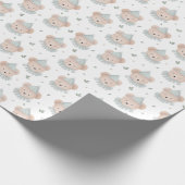 Schattig Chic Teddy Bear Birthday Wrapping Paper Cadeaupapier (Hoek)
