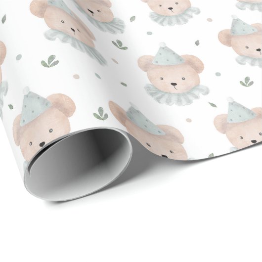 Schattig Chic Teddy Bear Birthday Wrapping Paper Cadeaupapier (Rol Hoek)