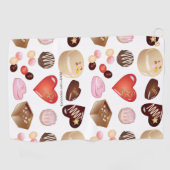Schattig Chic Vrede Liefde Chocolade Hart Patroon Golfhanddoek (Horizontaal)