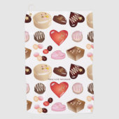 Schattig Chic Vrede Liefde Chocolade Hart Patroon Golfhanddoek (Voorkant)
