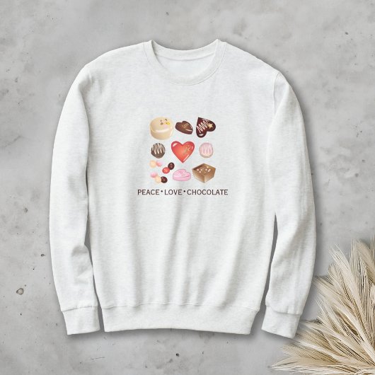 Schattig Chic Vrede Liefde Chocolade Hart Trui
