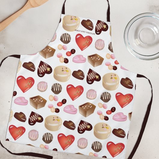 Schattig Chic Vrede Liefde Chocolade Snoep Hart Schort