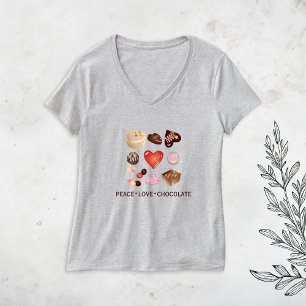 Schattig Chic Vrede Liefde Chocolade Snoep Hart T-shirt