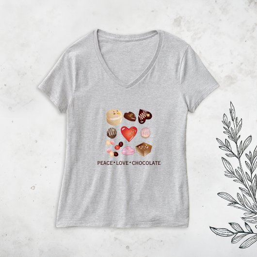 Schattig Chic Vrede Liefde Chocolade Snoep Hart T-shirt
