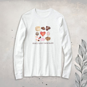 Schattig Chic Vrede Liefde Chocolade Snoep Hart T-shirt