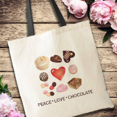Schattig Chic Vrede Liefde Chocolade Snoep Hart Tote Bag