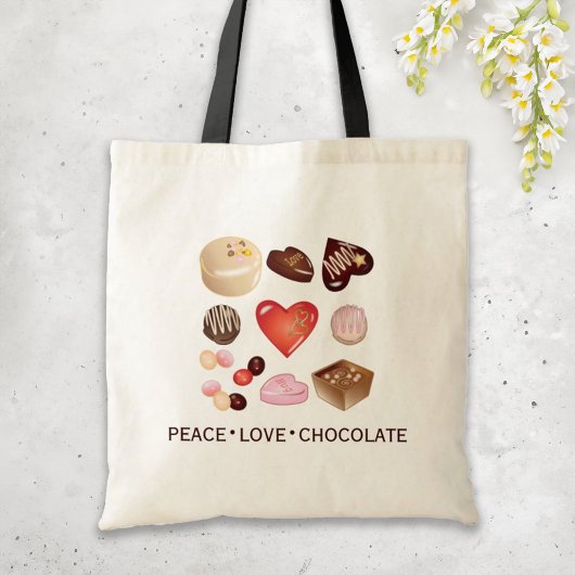 Schattig Chic Vrede Liefde Chocolade Snoep Hart Tote Bag