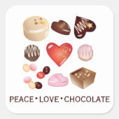 Schattig Chic Vrede Liefde Chocolade Snoep Hart Vierkante Sticker (Voorkant)