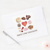 Schattig Chic Vrede Liefde Chocolade Snoep Hart Vierkante Sticker (Envelop)