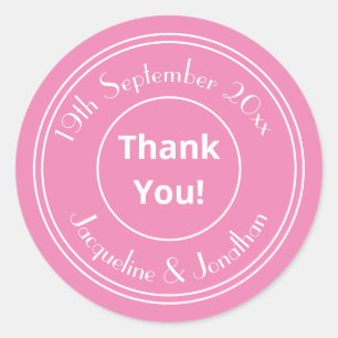 Schattig Chic Zacht Roze & Witte Lettertype 'Dank Ronde Sticker