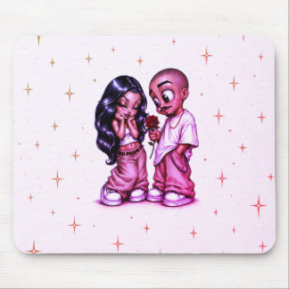 Schattig Chicano-liefdeskoppel Roze Roos Muismat