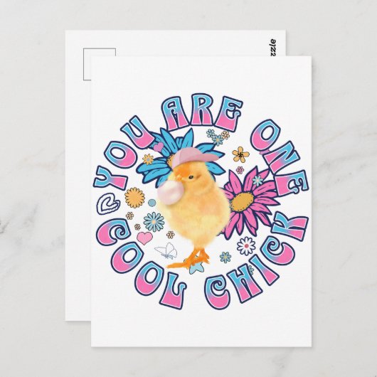 Schattig Chick - Je bent een Cool Chick Briefkaart (Voorkant / Achterkant)