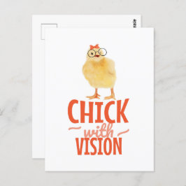 Schattig Chick Met Bril - Chick Met Visie Briefkaart