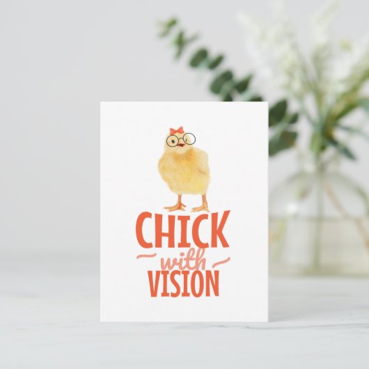 Schattig Chick Met Bril - Chick Met Visie Briefkaart (Staand voorkant)