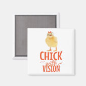 Schattig Chick Met Bril - Chick Met Visie Magneet (Voorkant / Achterkant)