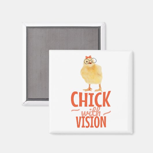 Schattig Chick Met Bril - Chick Met Visie Magneet (Voorkant / Achterkant)