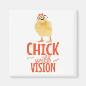 Schattig Chick Met Bril - Chick Met Visie Magneet (Voorkant)