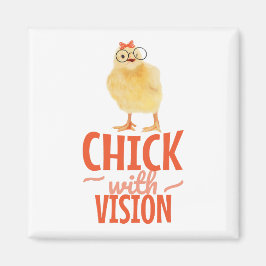 Schattig Chick Met Bril - Chick Met Visie Magneet