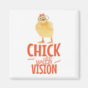 Schattig Chick Met Bril - Chick Met Visie Magneet